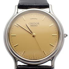 Excellent Condition SEIKO Credor Signo Thin Quartz Men s Wristwatch Gold Dial  B