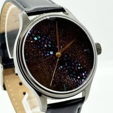 WANCHER Watch Dreamwatch Pearl Black Automatic Leather Men's Auth Rare