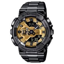 New Casio G-Shock 110 Series Gold Dial Black Stainless Steel Watch GM110BD-1A9