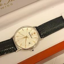 Lucien Piccard 14k White Gold Date Men's Wrist Watch Quartz 22478 Superb Dial!