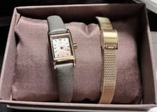ete Diamond Watch with 2-Way Leather and Mesh Band, Pink Dial, Used From Japan