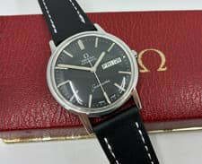 Vintage Omega Seamaster Mens Automatic Watch + Box (Black Dial)