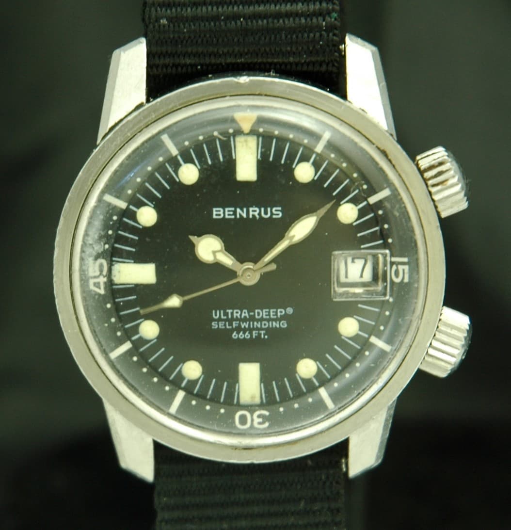 Benrus Ultra-Deep Super Compressor 666 Diver Automatic Mens Watch VTG 1968 Rare