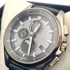 Citizen BY1004-17X Attesa Moon Phase Titanium Gray Leather Watch from Japan Used