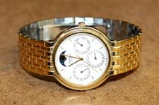 HTF Jean Lassale 33 mm Triple Date Moon Phase Watch 7F69-6029 Full Kit! [046WEI]