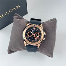 Bulova Marine Star Black Rubber Strap Quartz Chronograph Men's Watch 98B104