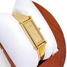 Gucci 1500L Gold Bangle Watch Quartz Women's Wristwatch w/Box Vintage Japan