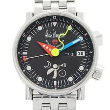 Alain Silberstein Le Reveil GMT LR21 Auto 500 Limited SS Black Dial Alarm Men's