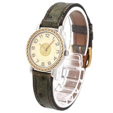 Hermes Wristwatch Sellier Quartz Vintage Women's Watch Ostrich Leather Date