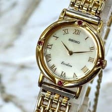 SEIKO EXCELINE 4N20 0370 Wristwatch Gold Quartz Timepiece Authentic