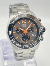 Tag Heuer Formula 1 CAZ101AH 43mm Chronograph Grey Dial Orange Markers Papers