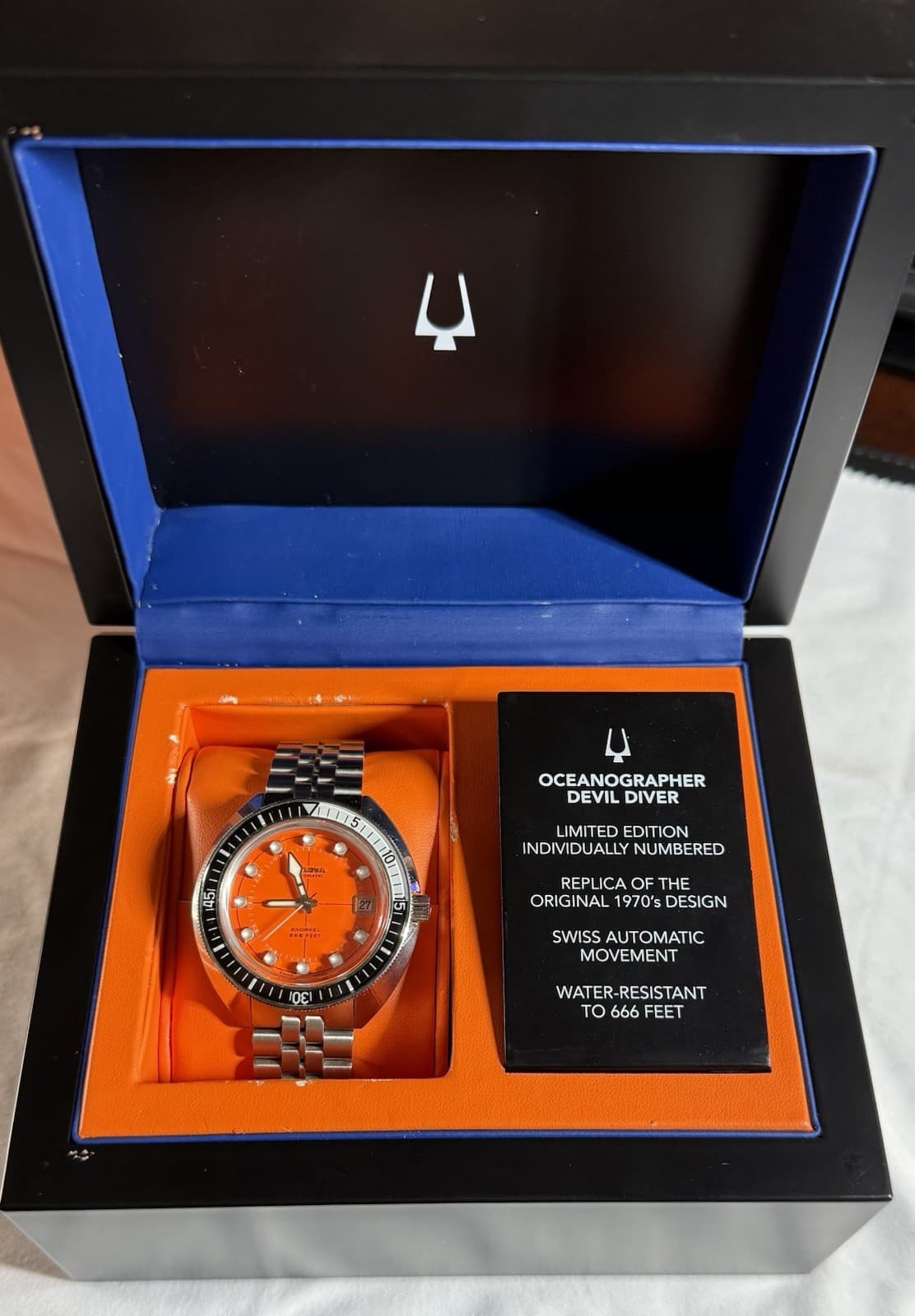 Bulova Oceanographer Devil Diver 98C131 LE Orange Dial rare Full Set Excellent