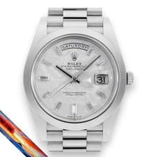 Rolex DayDate 40 228206A METEO Meteorite Baguette Diamond Watch