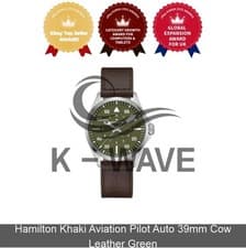 Hamilton Khaki Aviation Pilot Auto 39mm Cow Leather Green Express