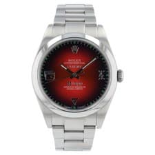 Rolex Oyster Perpetual Red Dial Stainless Steel 39mm Automatic Mens Watch 114300