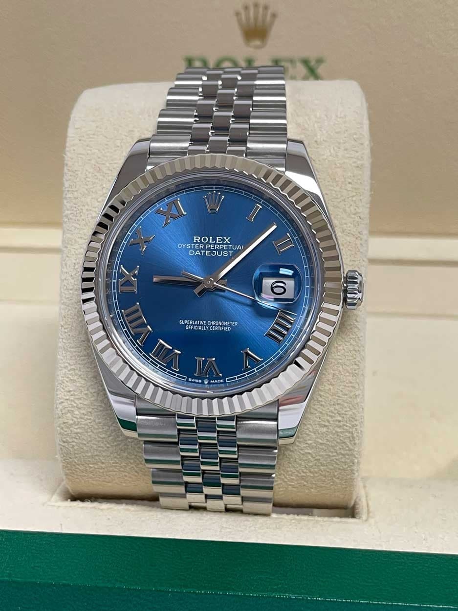Rolex Datejust 41 126334 Oyster Steel 18k White Gold Bezel 41mm Blue Roman LNIB
