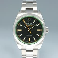 MINT PAPERS Rolex Milgauss Green Anniversary Orange Black 116400GV Steel Watch