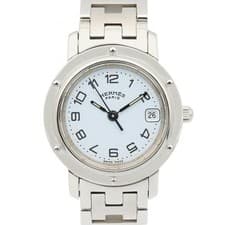 HERMES Clipper Wrist Watch CL4.210 Quartz Stainless Steel White Dial CL4.210