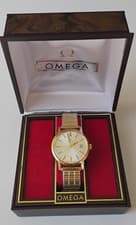 OMEGA VINTAGE AUTOMATIC CAL 1010 GOLD PLATED 35mm WATCH w/ BOX & PAPERWORK