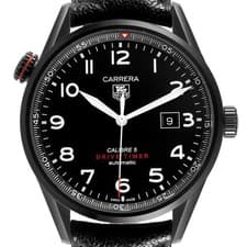 Tag Heuer Carrera Calibre 5 Drive Timer Black Titanium Mens Watch WAR2A80
