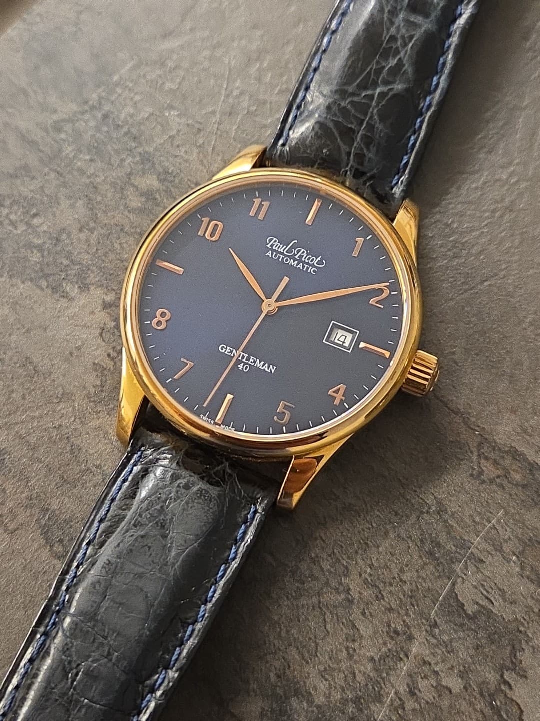 PAUL PICOT PVD GENTLEMAN 40MM AUTOMATIC SWISS ETA BASED BLUE DIAL NO PAULMARINER