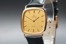Vintage 1980s Omega De Ville Quartz Cal.1378 Gold Dial Cushion Men's [Near Mint]