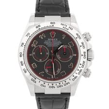 Rolex Daytona Cosmograph Black Racing Dial White Gold Leather 40mm Watch 116519