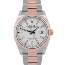 2024 PAPERS Rolex DateJust 36 WHITE 18k Rose Gold OYSTER Steel 36mm 126231 BOX