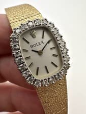 ROLEX Ladies 14K Yellow Gold Diamond Bezel Vintage Watch Caliber 1400 Beautiful!