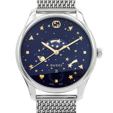 GUCCI G Timeless 126.3 50m Date Moonphase Blue SS Stainless Steel Men Quartz