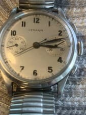 Vintage Lemania Military Chronograph Wristwatch RAF 1940's, Working