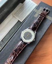 Hamilton 8984 World Timer Watch Quartz 38mm Rare Vintage Brown Leather /