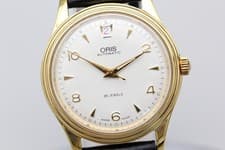 【Near MINT】Oris 7445 Gold Silver Dial Date 35mm Automatic 25 Jewels Men's Watch
