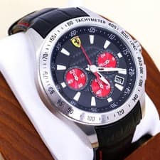 Scuderia Ferrari Chronograph Watch Black Dial Red Accents From Japan