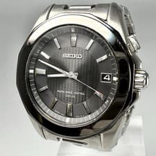 Seiko 7B420AG0 Watch Radio Solar Titanium 41mm Black Dial Authentic