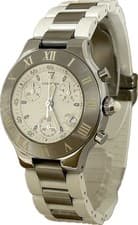 Cartier Must 21 Chronoscaph W10184U2 2424 Quartz Mens Watch Excellent A6374