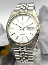Vintage Seiko 5 7S26-3110 Silver Day Date 36mm Automatic Men's Watch Genuine