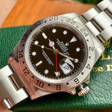 1999 Rolex Explorer II 16570 Black Dial 40mm Stainless Steel Wristwatch