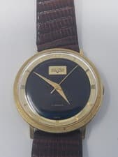 Vintage 1960s Vulcain Manual wind Watch Black Dial.