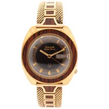 Vintage 37mm 1973 Bulova Accutron Date & Day "CD " Woody Tuning Fork Gold Plated