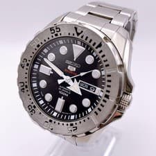 Rare Seiko 5 Sports New Monster Automatic 100M Watch 4R36 Black Day-Date