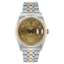 Tudor Prince Date Day Champagne Dial Steel and Gold 36mm Factory Diamond 76213