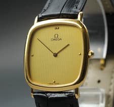 [N MINT w/ Paper] Omega deville Cal. 1378 Gold Dial Quartz Mens Watch 30mm JAPAN