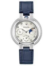NEW BULOVA RUBAIYAT MOON PHASE DIAMOND DAY / DATE MOTHER OF PEARL WATCH 96R237