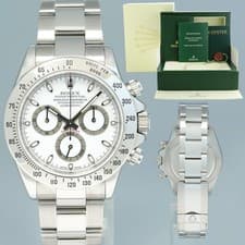 MINT 116520 Rolex Daytona White Dial Chronograph Steel 40mm Watch Box