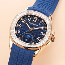Reef Tiger RGA1805 Mens Automatic Watch Rose Gold Diamond Dial Blue Rubber 5ATM