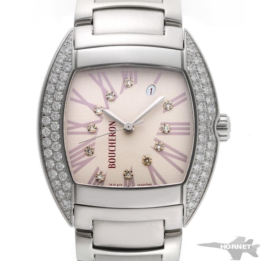 BOUCHERON MEC Automatic Silver Dial Diamond Stainless Bracelet Womens Watch