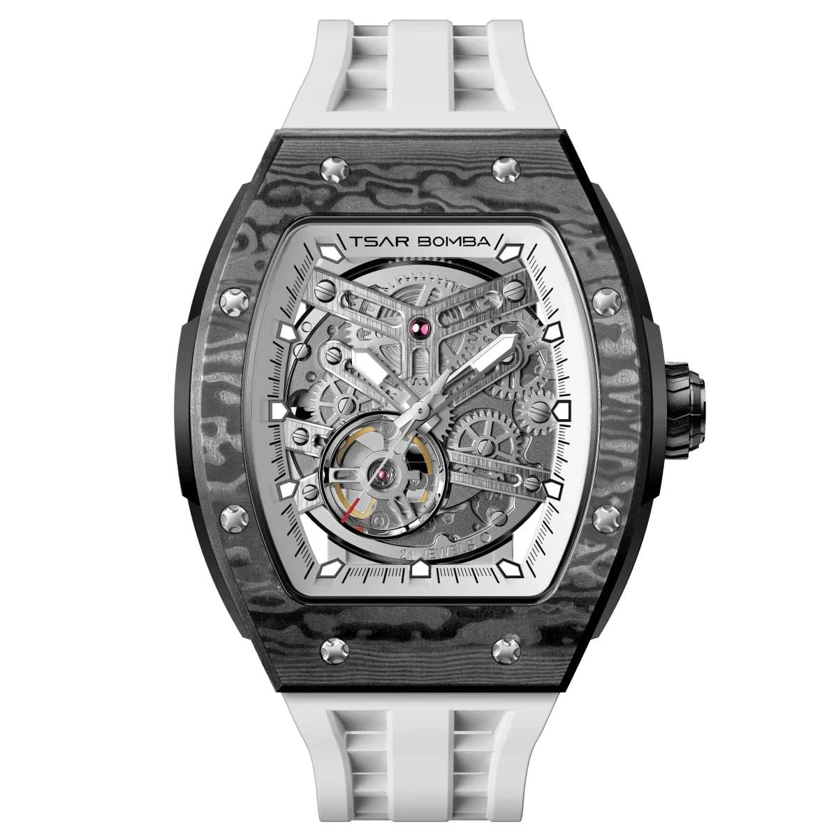 TSAR BOMBA Elemental - Carbon Fiber Automatic Watch TB8228CF - Elite White