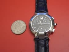 CONCORD SOLID STEEL DIAMOND LA SCALA 38MM MEN'S CHRONOGRAPH RARE NAVY DIAL