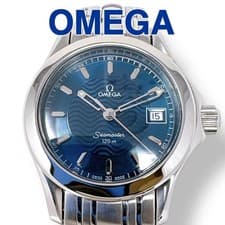 OMEGA Seamaster 120 2571.81 Navy Dial Ladies Analog Quartz Watch Steel Working